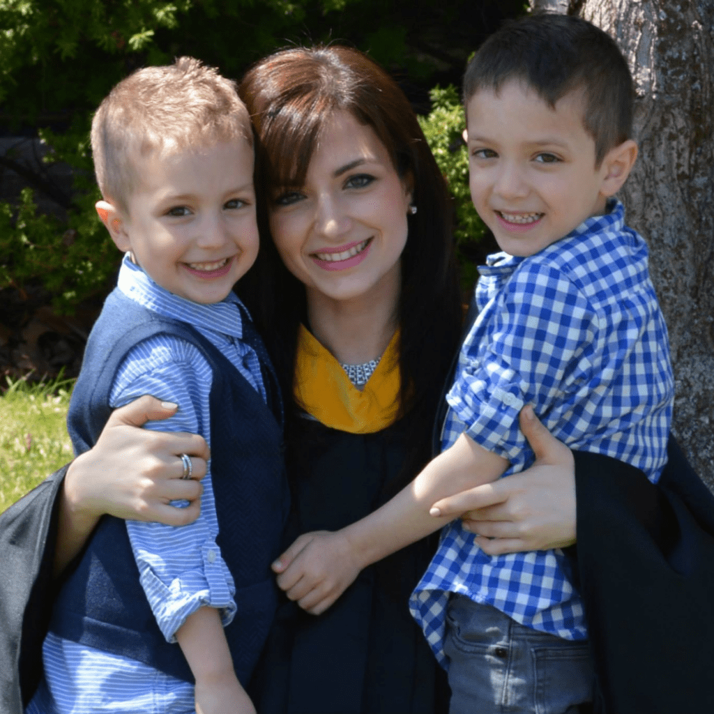 Episode art for episode "#1: My Journey with Feeding My Kids". Pictured is Edwena Kennedy, Registered Pediatric Dietitian, and her two sons.