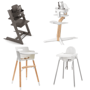 White and cheap wood high chair