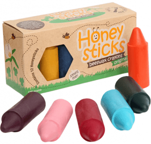 Honey Sticks brand beeswax crayons.
