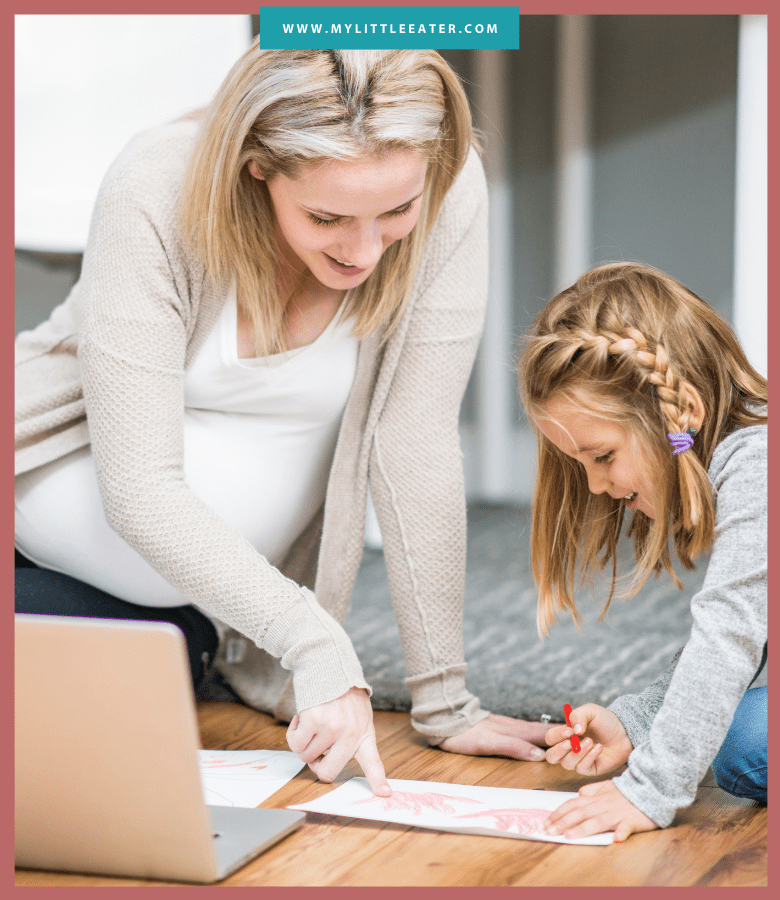 Episode art for episode "#41: How I Realized My Time Was Worth More and Why Yours is Too Mama". Pictured is a mom colouring a picture with her daughter.