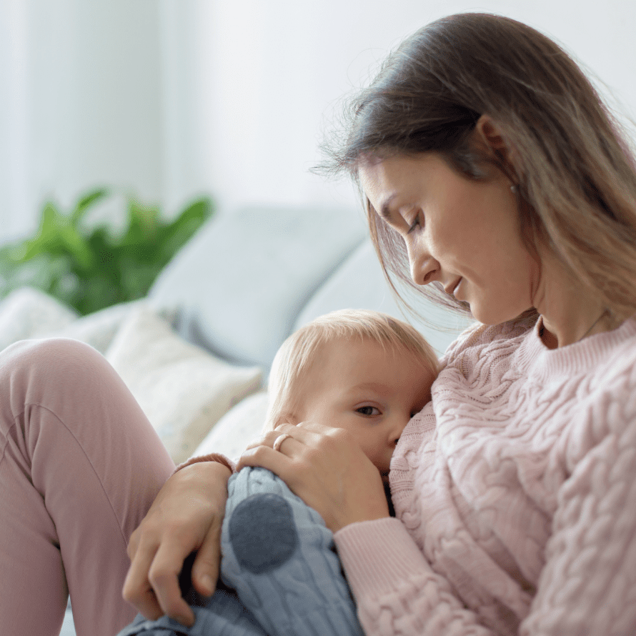 A mother breastfeeding her baby