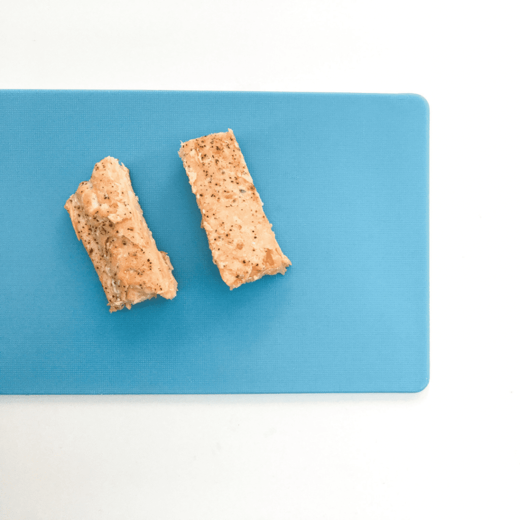 Finger length pieces of salmon, one of the best fish for baby-led weaning.