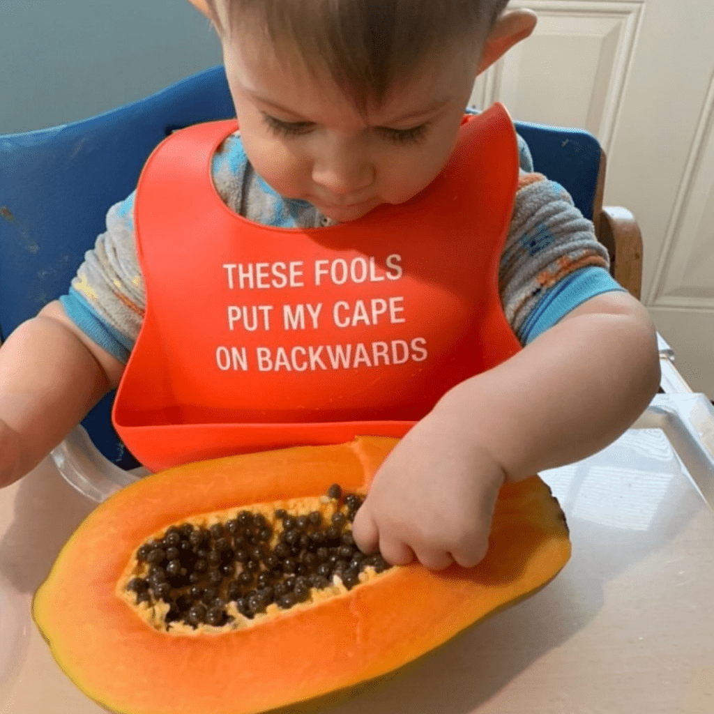 serve foods in their whole form for exploration, messy play, and so they touch food even when refusing to eat solids