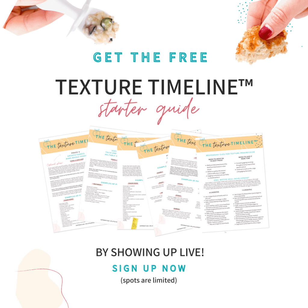 baby spits out food - register for the free texture timeline™ workshop to get the starter guide free