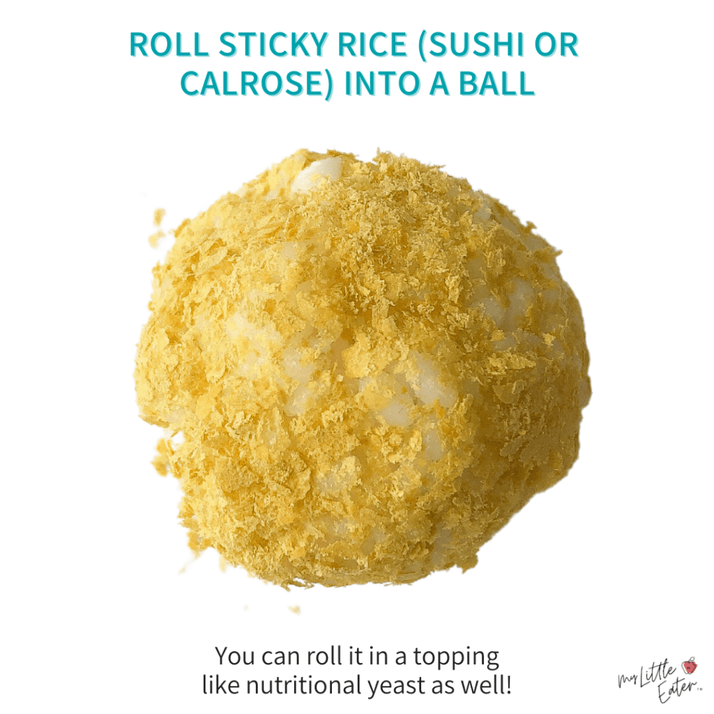 starting solids with cooked rice; cooked rice ball or rice cakes for baby led weaning