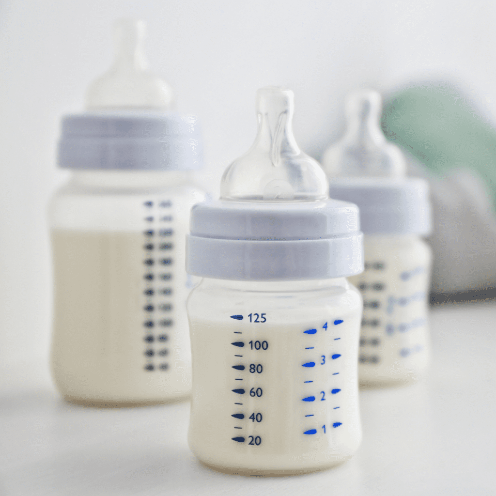 am I feeding my baby too much solid food; infant bottles filled with milk