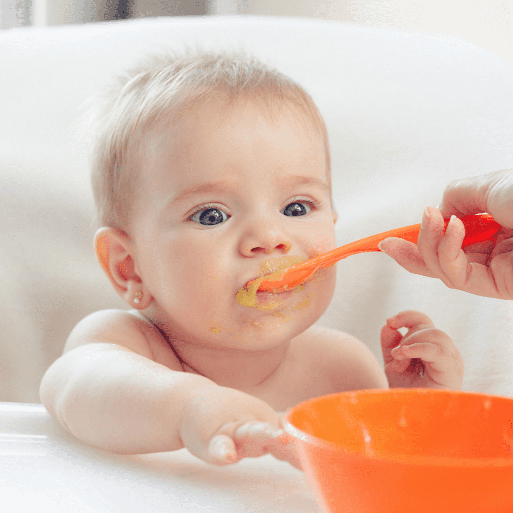 reflux worse after starting solids; spoon feeding baby puree