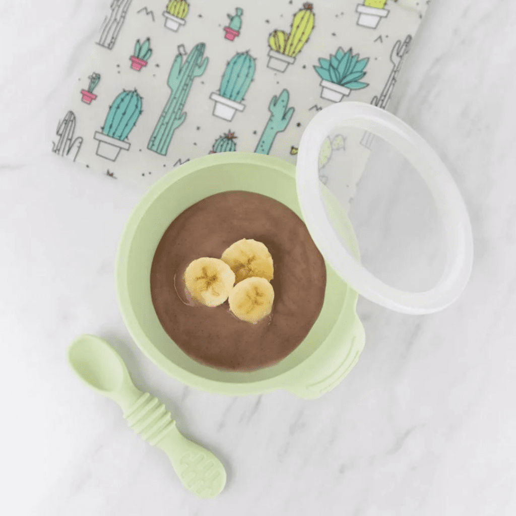 serving smoothie bowls in a Bumkins first feeding set