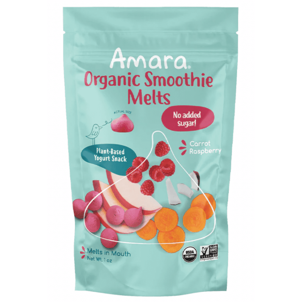 easy daycare snacks for baby and toddler lunches; amara organic smoothie melts