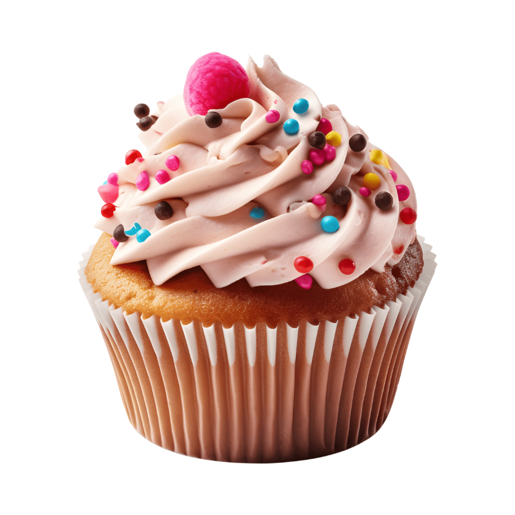 Desserts and sweet foods for babies and toddlers; cupcake with sprinkles.