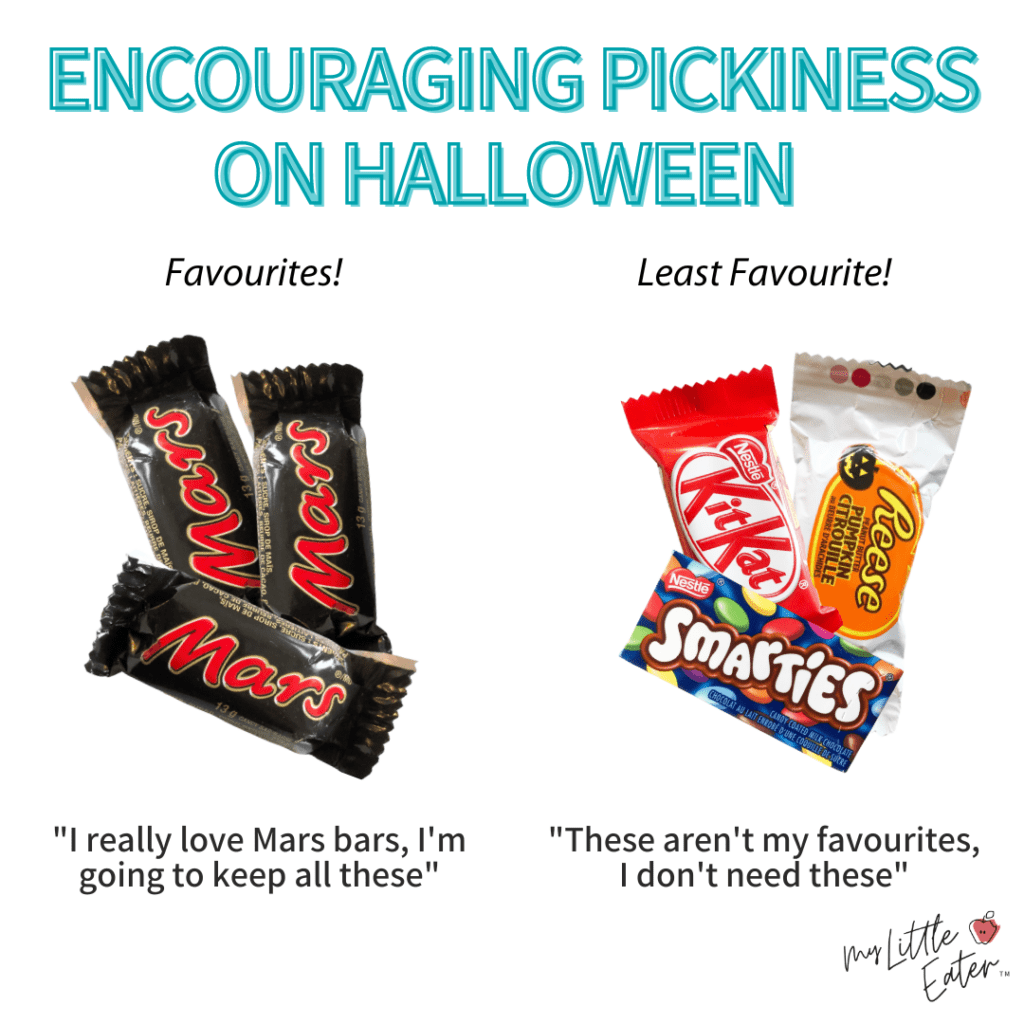 So much candy should be sorted by encouraging pickiness. Have toddlers sort the best candy and chocolate from non food treats and what they don't like.