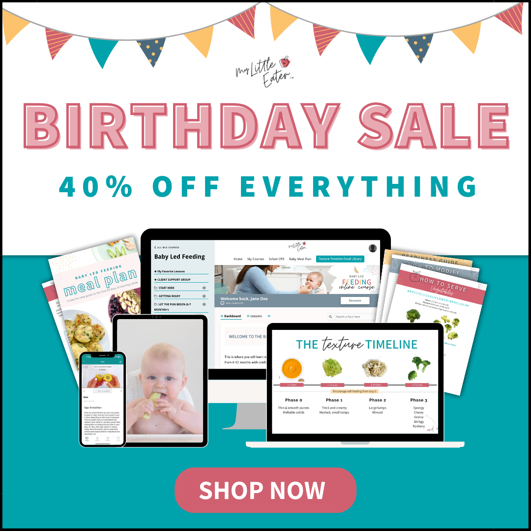 My Little Eater Birthday Sale of 40% off everything.