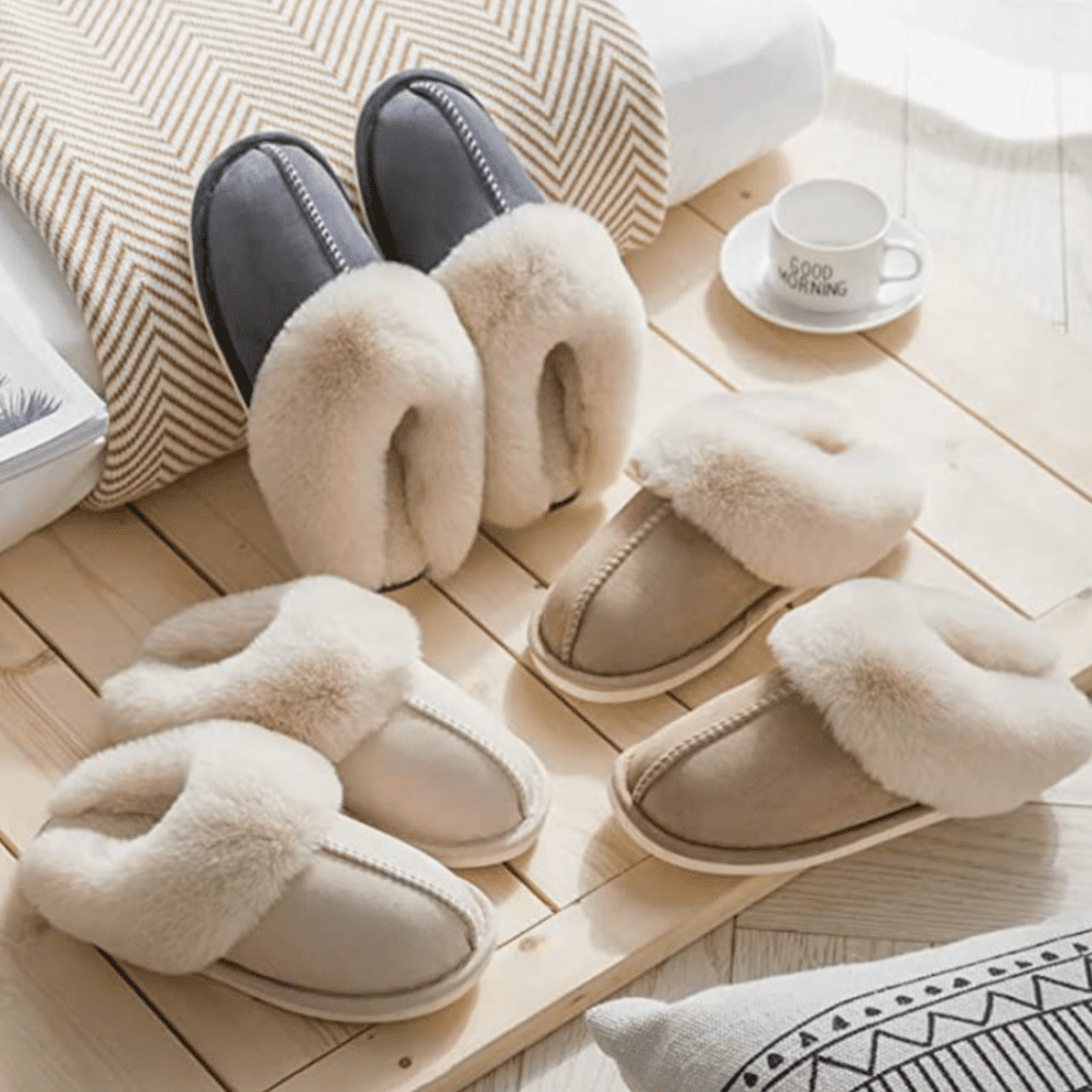 Soft slippers for the holidays; best holiday gifts for new moms.