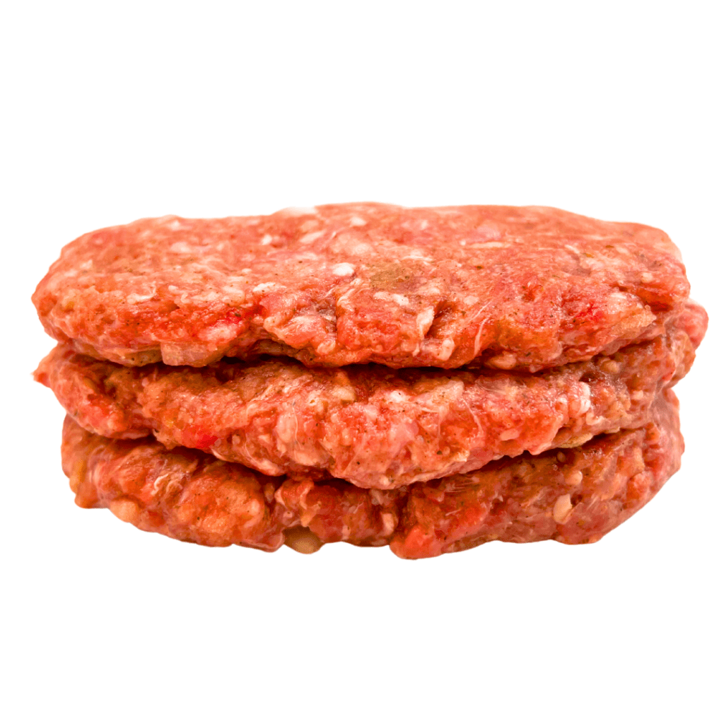 Ground meat for baby made into burger patties.