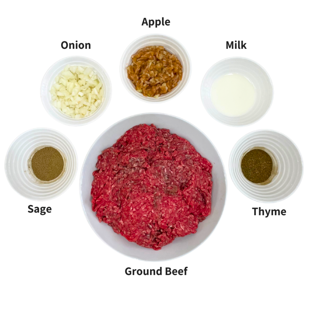 Ingredients required for apple sage baby burgers by My Little Eater.