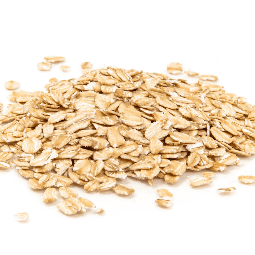 Uncooked, rolled oats.
