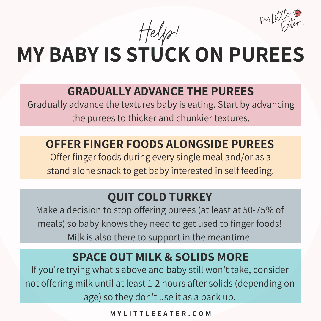 4 Reasons babies get stuck on purees (& how to transition from purees