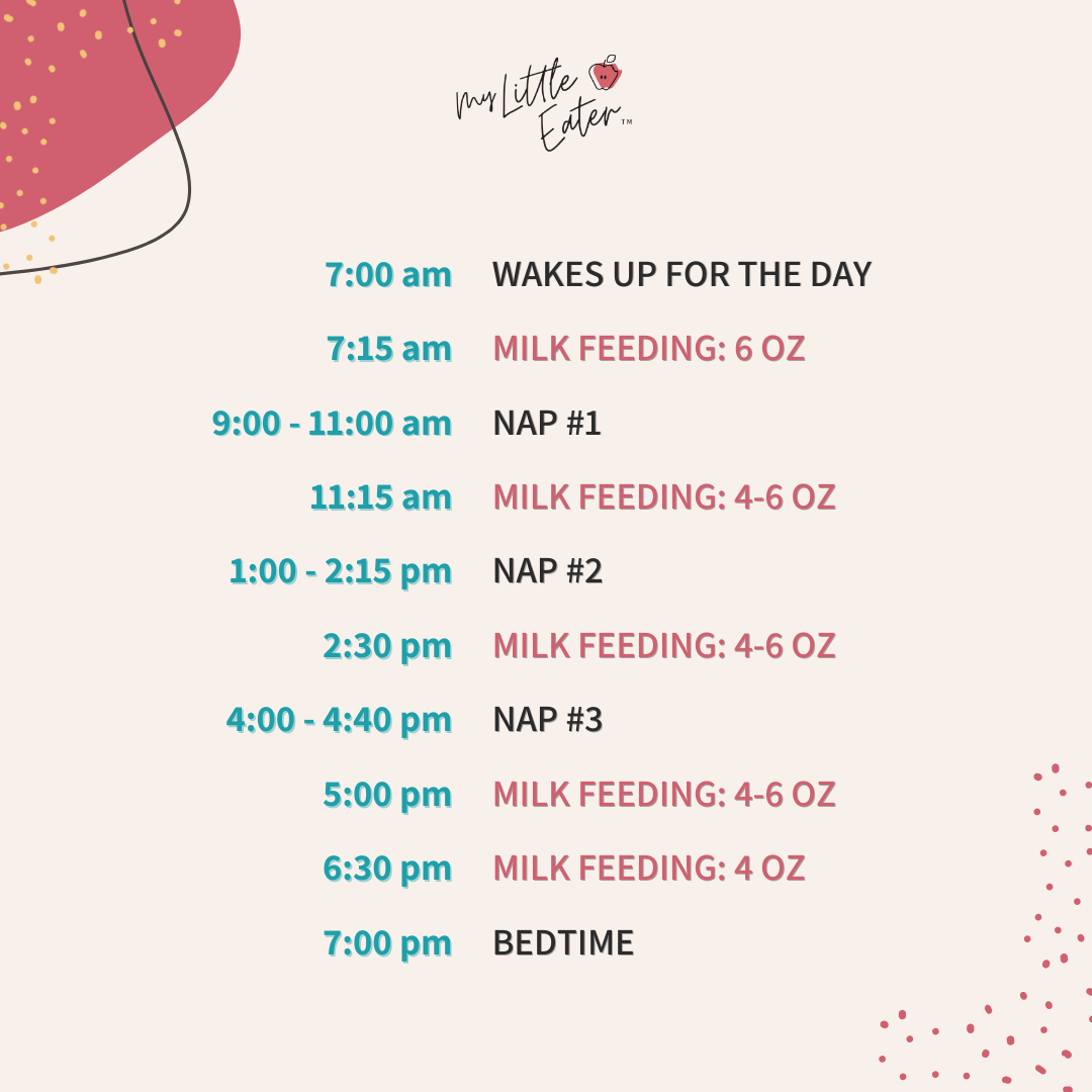 Nap and bottle feeding schedule for a 6 month old.