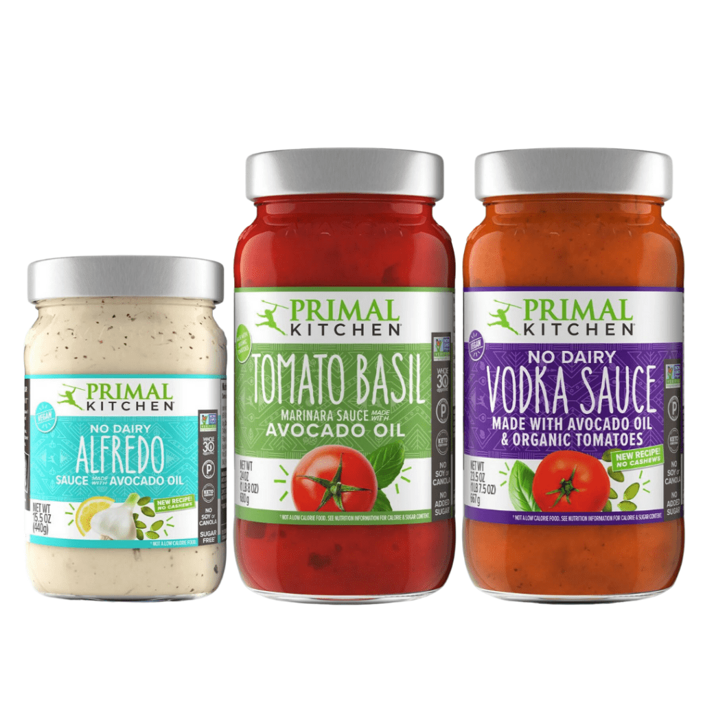 Primal Kitchen pasta sauces, perfect for baby pasta dishes.