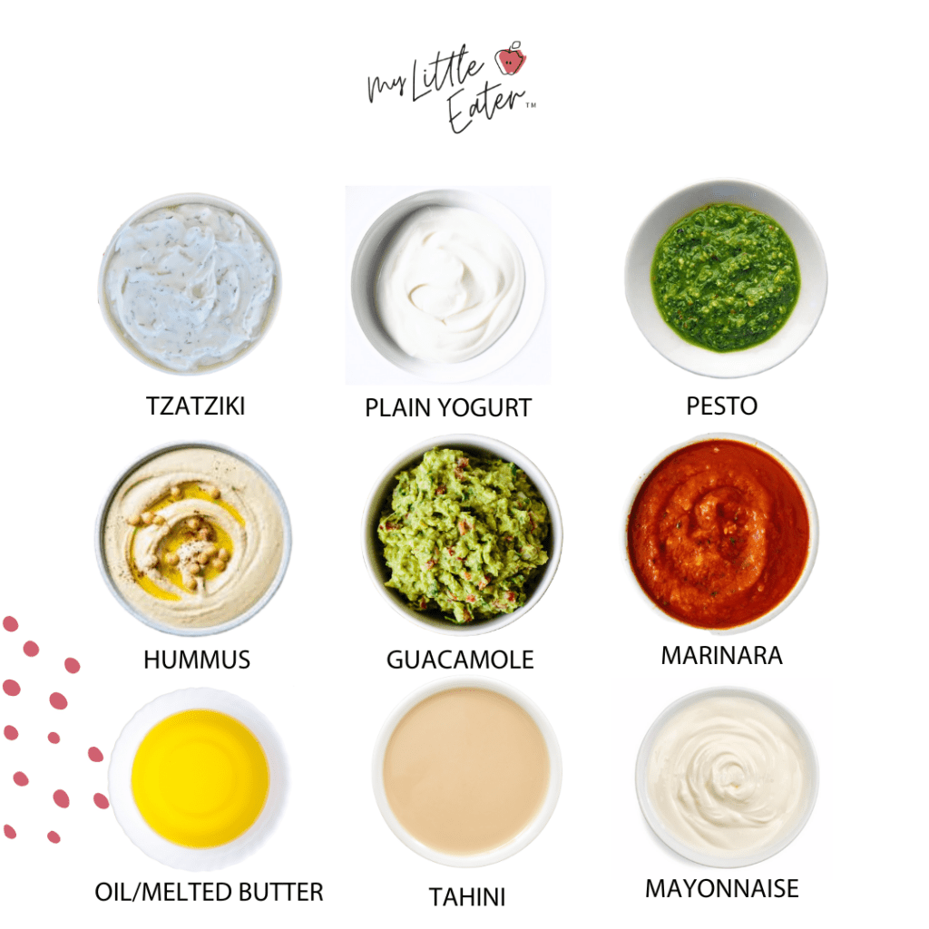 9 different dips and sauces that you can add when you prepare meat for your baby to keep it moist and safe.
