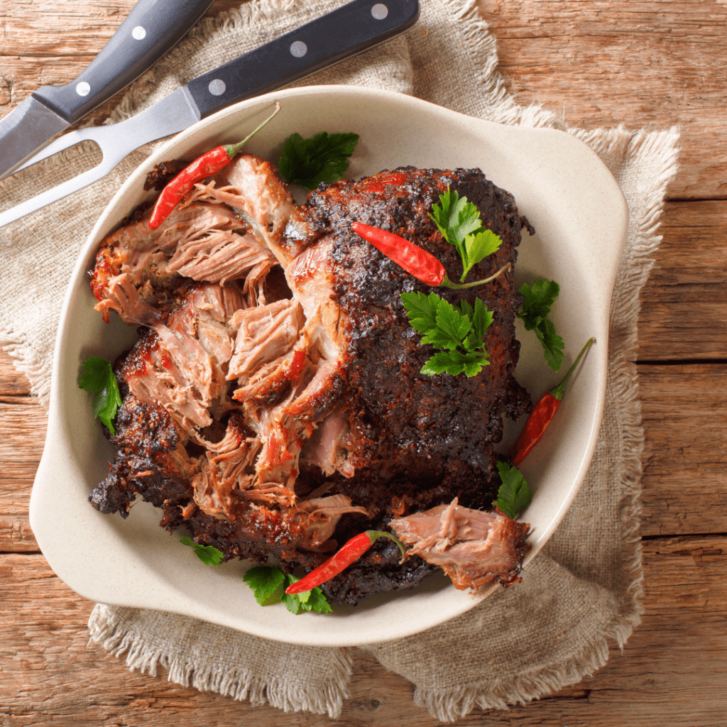 Slow cooked roast in a baking dish; a perfect way to prepare meat for baby while keeping meat tender.