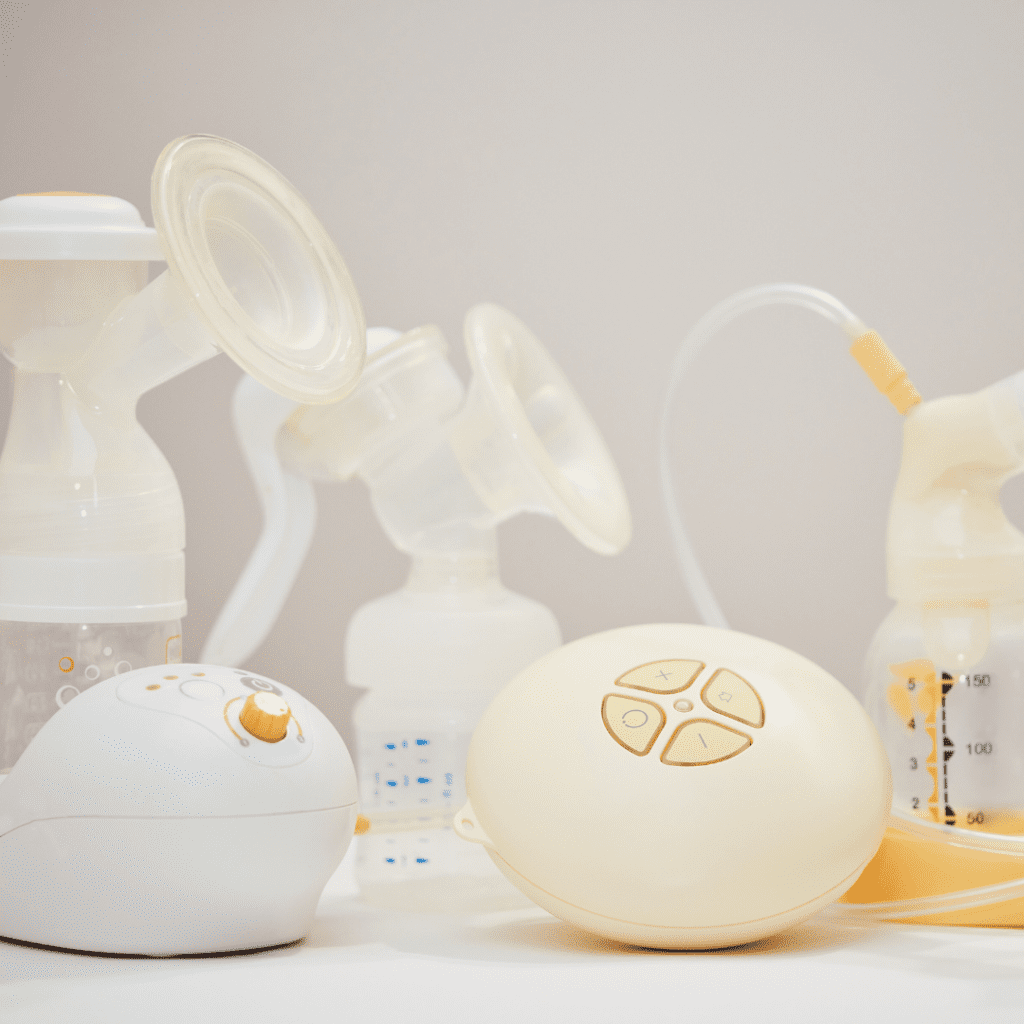 Breast pump for maintaining milk supply for a breastfeeding baby while traveling.