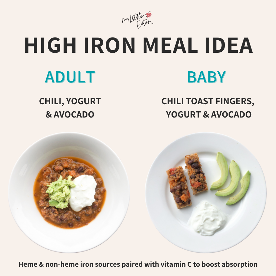 High iron meal idea with how to serve it to babies and adults.