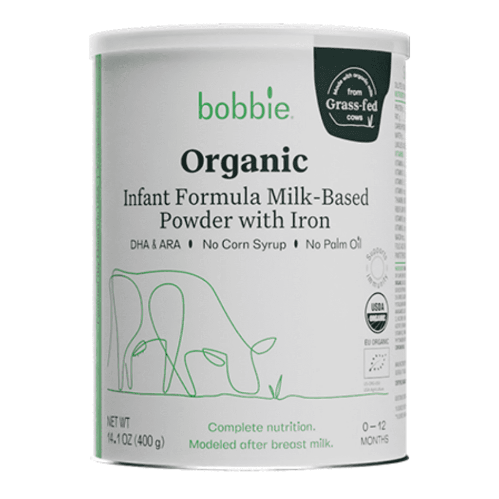 Bobbie Organic milk-based and iron fortified formula powder.