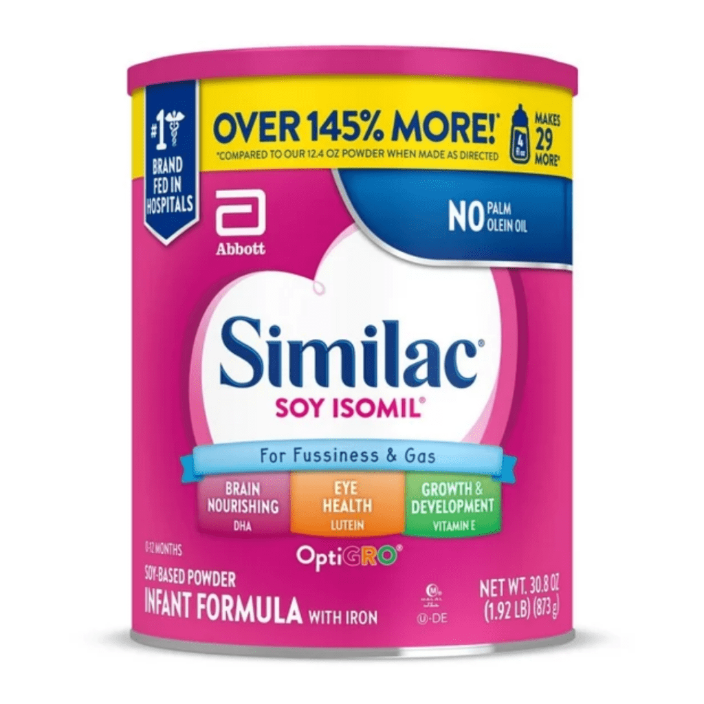 Similac Soy Isomil soy-based infant formula.