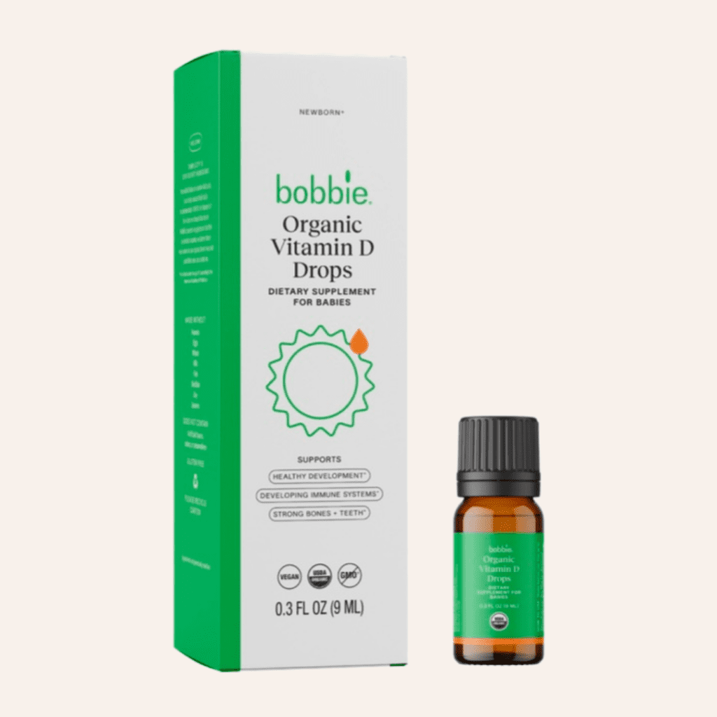 Bobbie organic vitamin D drops for breastfed babies and partially breastfed babies (or combo-fed).