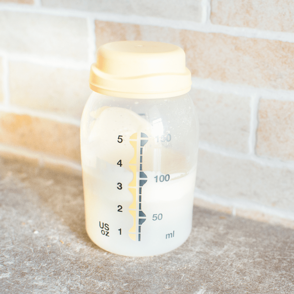 Human milk storage bottle.