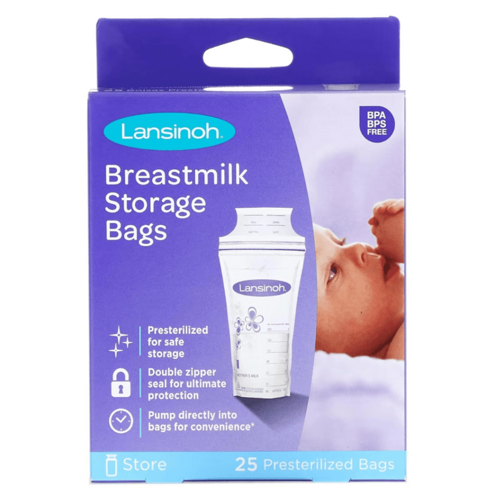 Plastic storage bags for human milk to use in bottles or baby food.