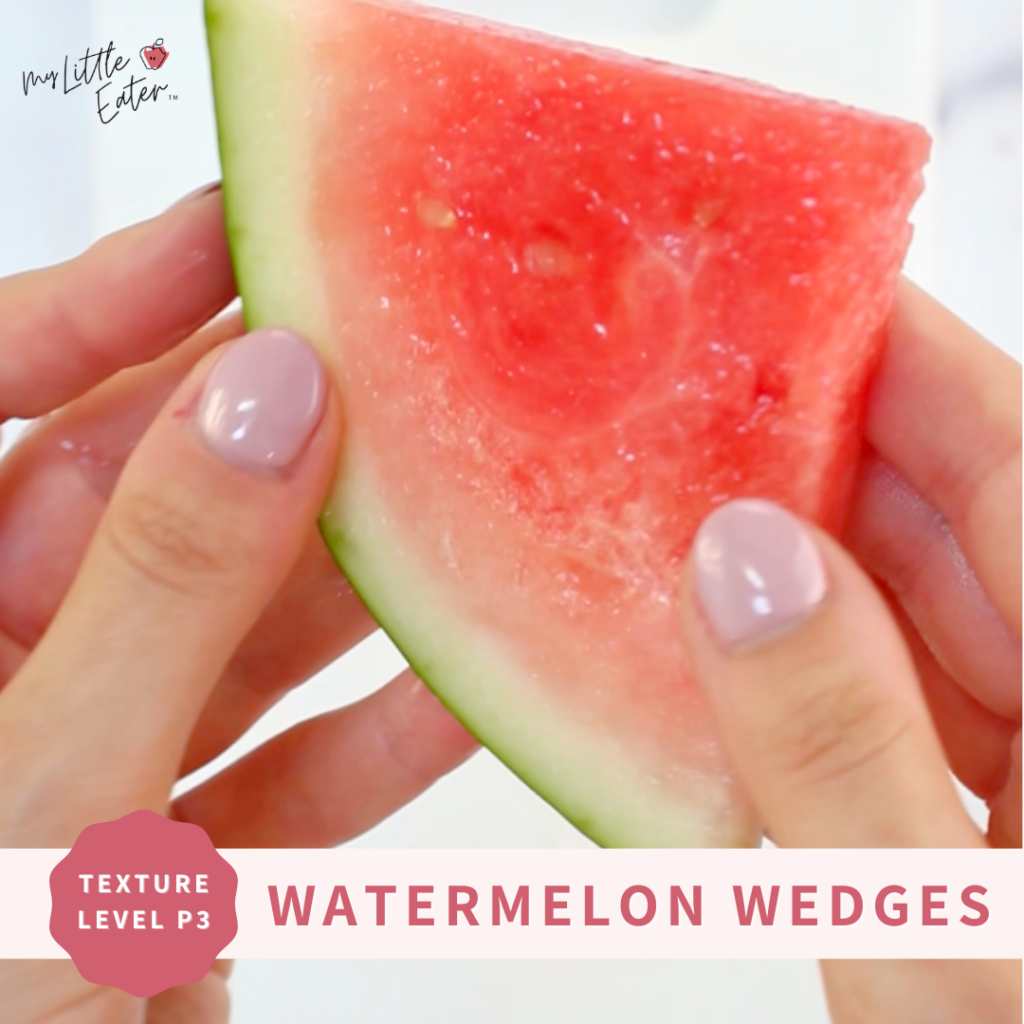 Serve watermelon wedges as a phase 3 baby food on My Little Eater’s Texture Timeline™.