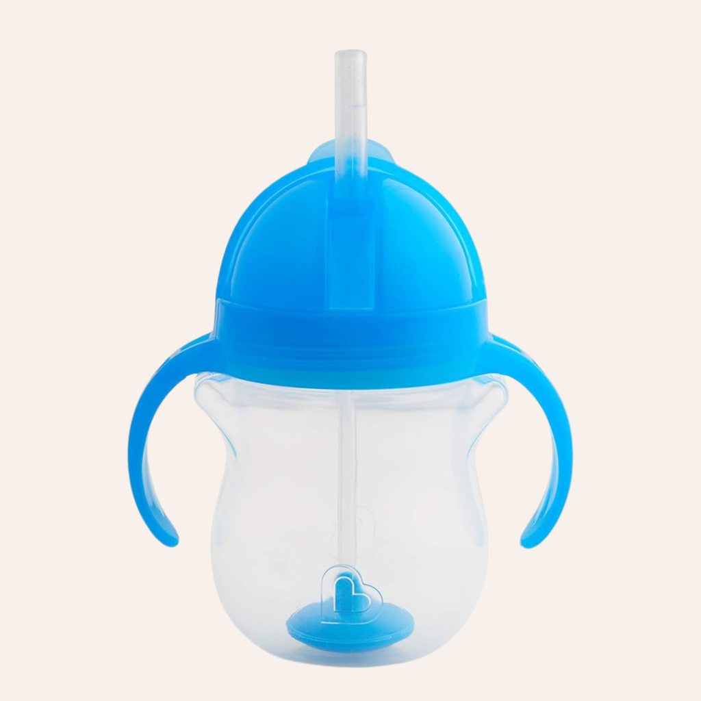 Giving your baby water in a weighted straw cup like the Munchkin Any Angle™ Click Lock shown here is a good option.