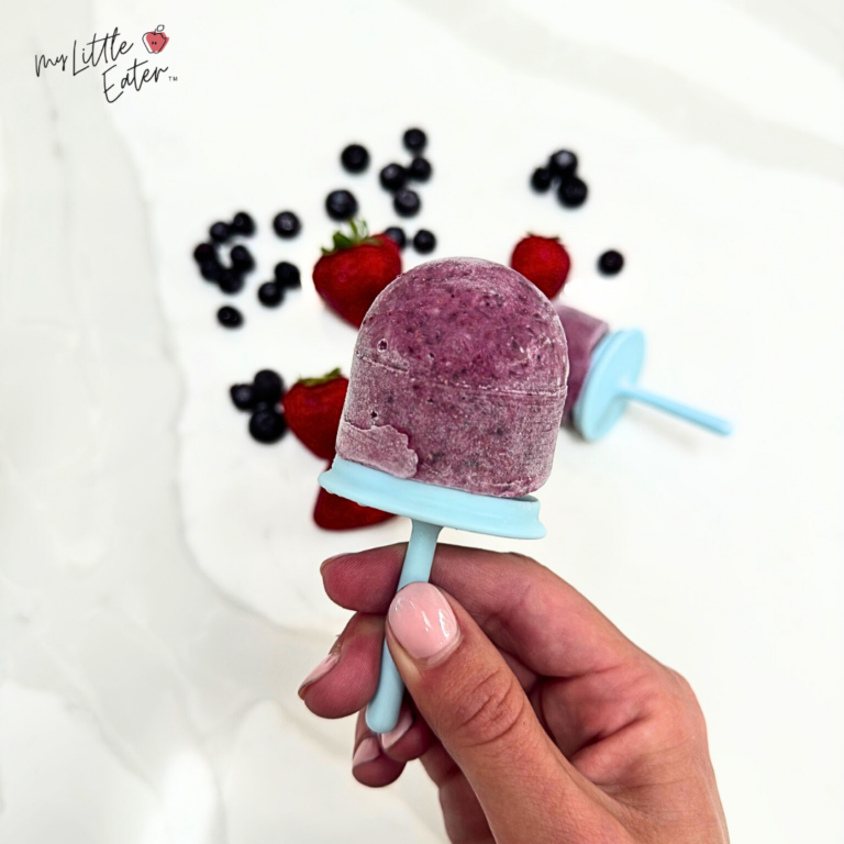 Berry Blast popsicles for baby made with strawberry, blackberry, cherry, raspberry, and blueberry.