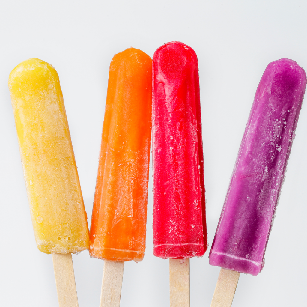 Bright colored popsicles.