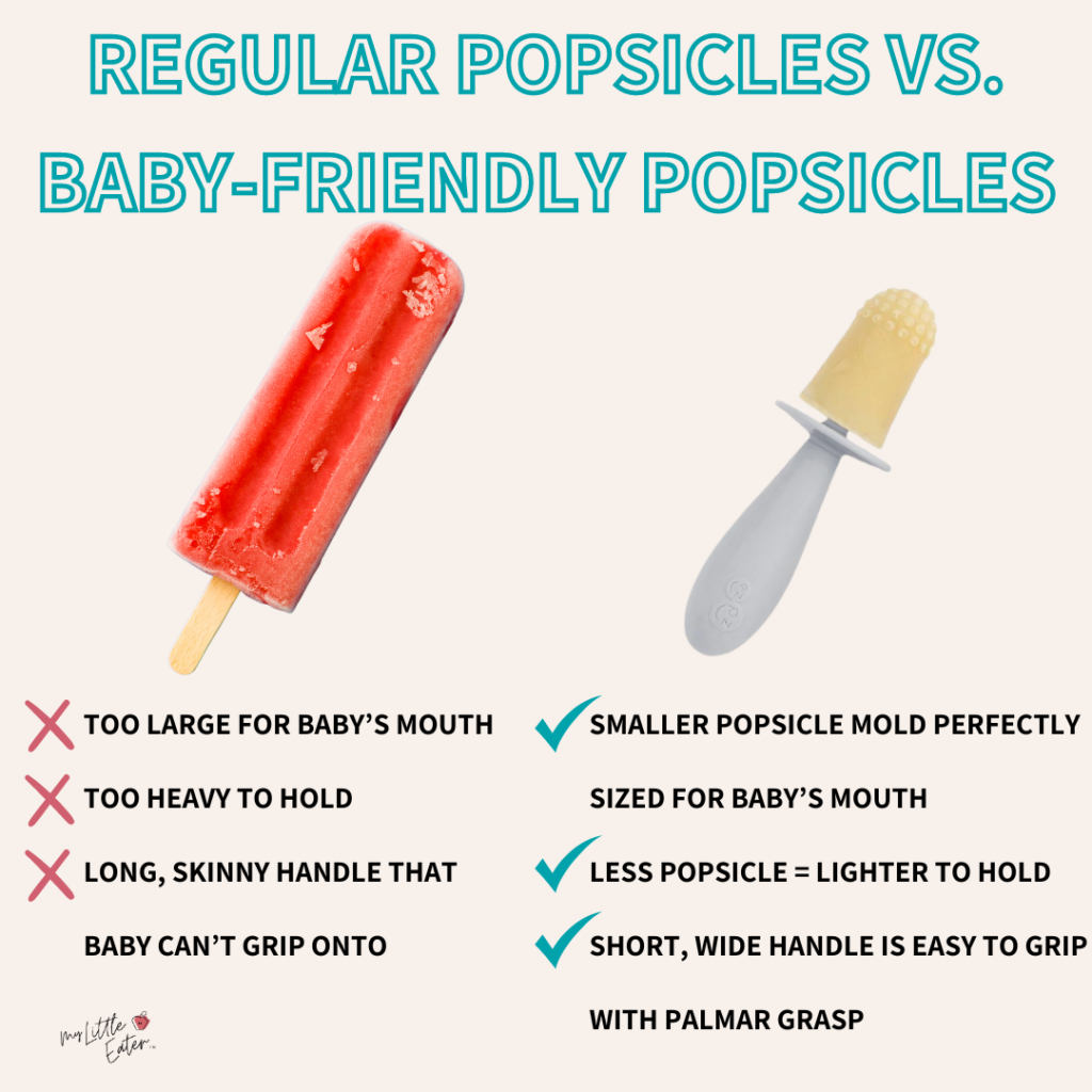 Regular vs. baby-friendly popsicles.