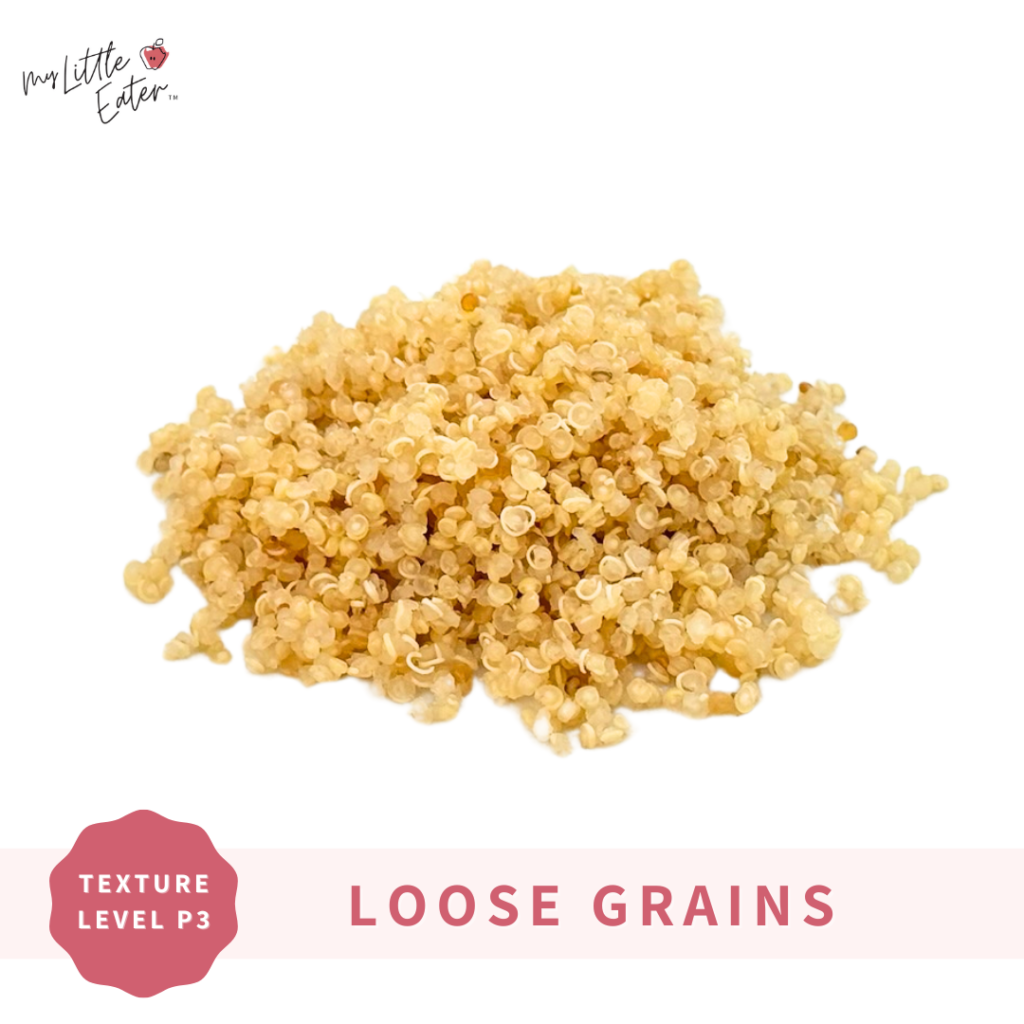 Loose grains of quinoa baby food for baby led weaning.