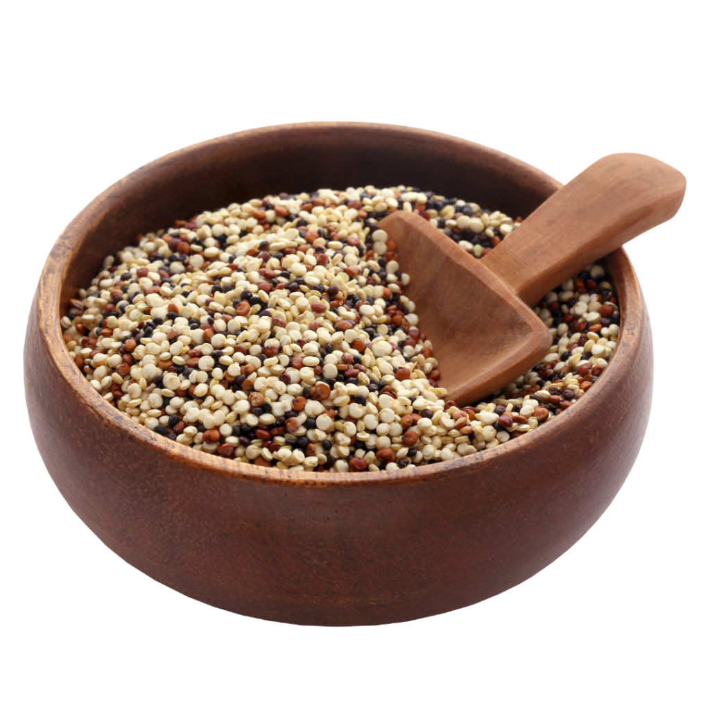 Bowl of healthy quinoa that contains all essential amino acids.