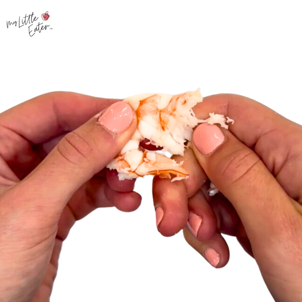 Serve shrimp to babies only if it pases the squish test when attempting to squish it between thumb and forefinger.