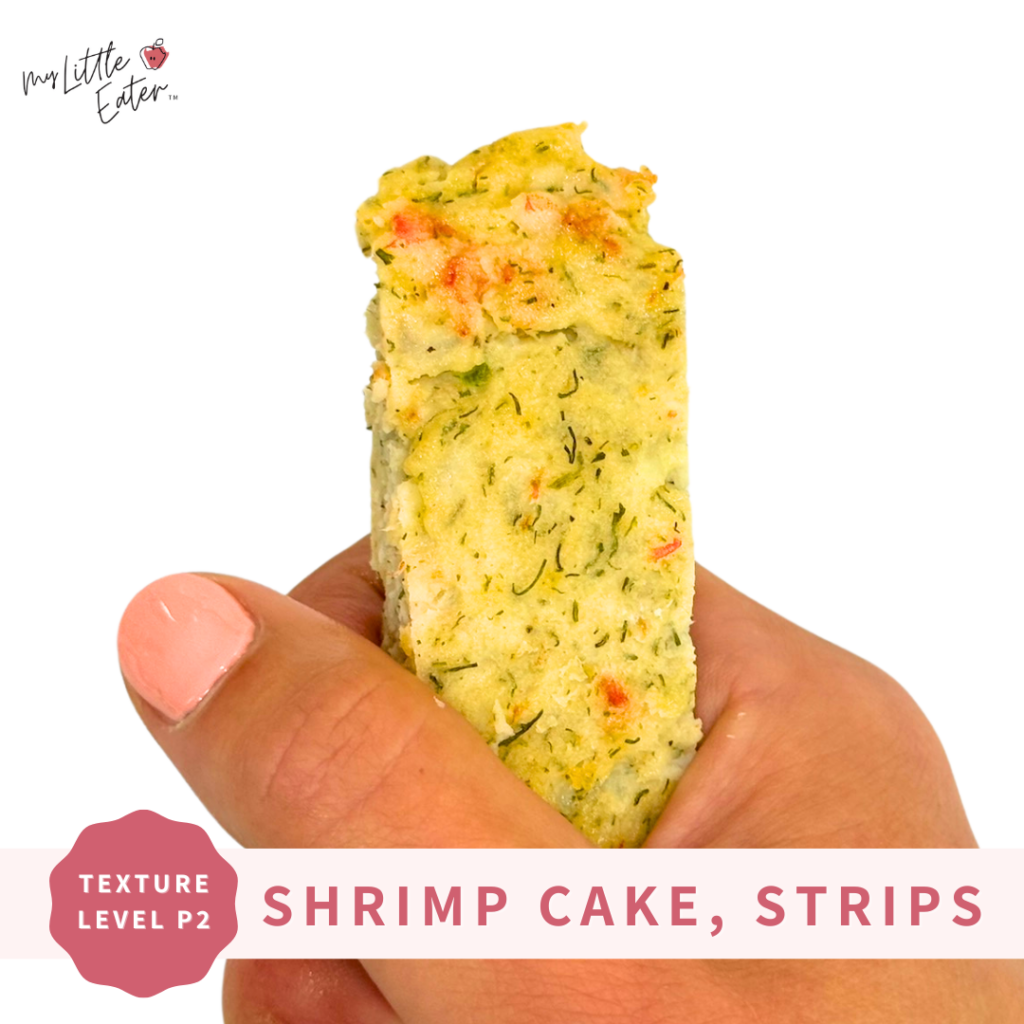 Serve shrimp cakes in strips for babies and young toddlers.