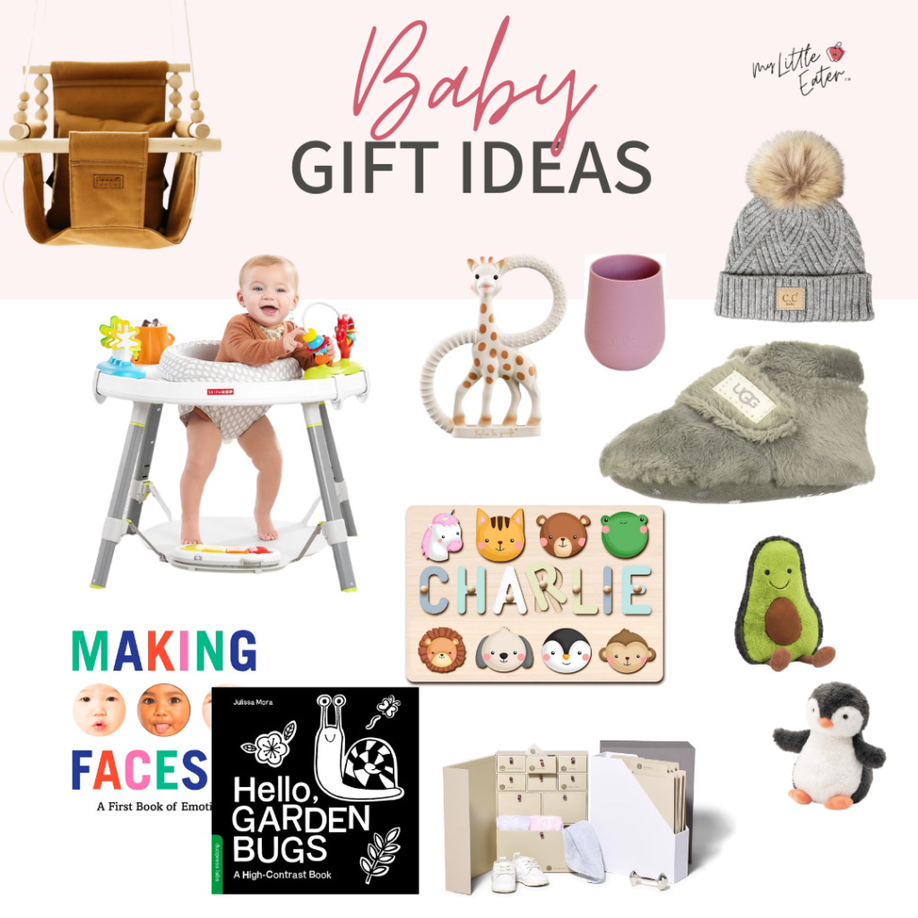 Great gift guides for babies to get the perfect present, includes: swing, stuffies, puzzles, teethers, books, and more.