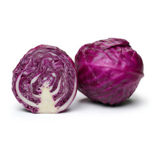 Raw red cabbage.