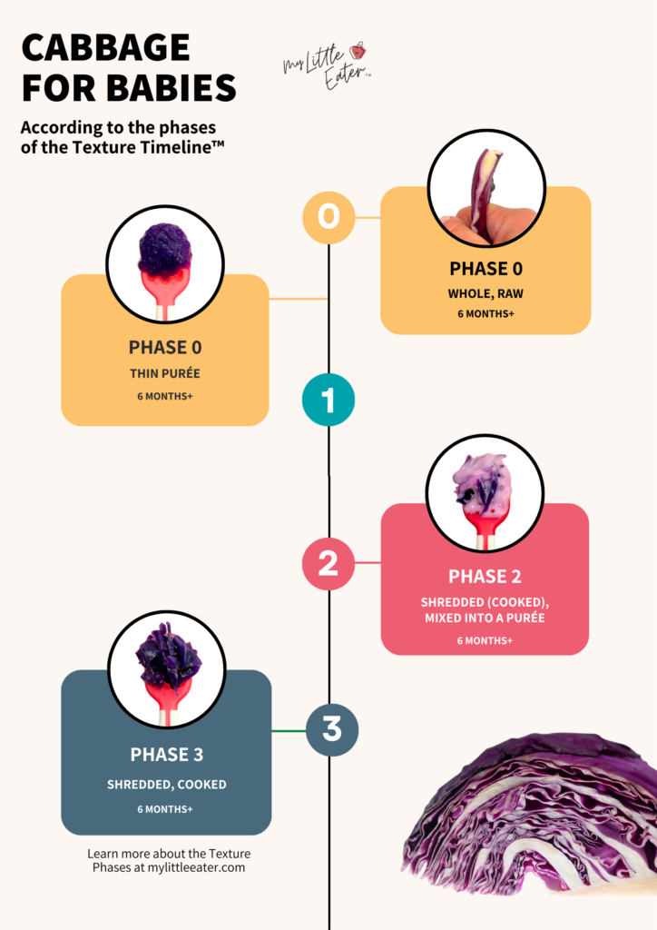 How to serve cabbage to babies based on My Little Eater's Texture Timeline.