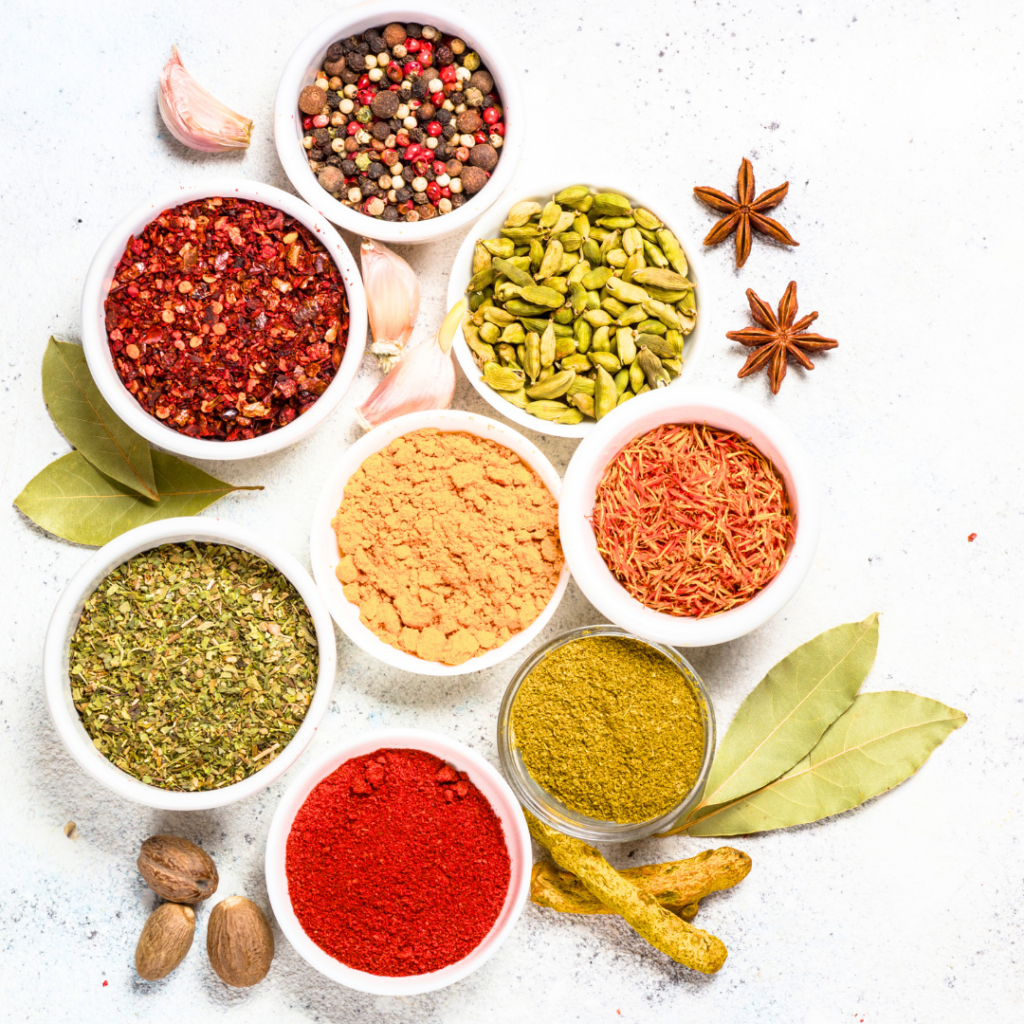 Various spices to flavor foods while limiting sodium intake.