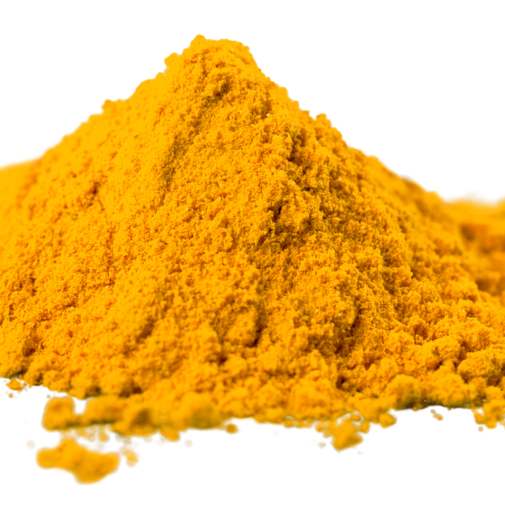 A pile of turmeric powder like that used in recipes.