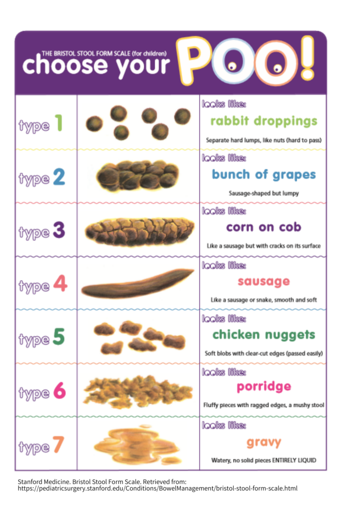 The Bristol Stool Chart for assessing diarrhea and constipation in babies.