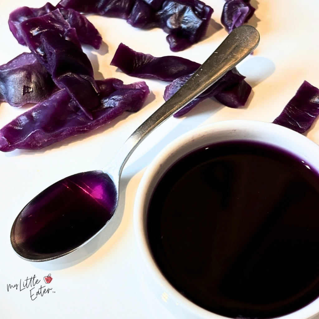 Deep purple food coloring made from cooked purple cabbage.