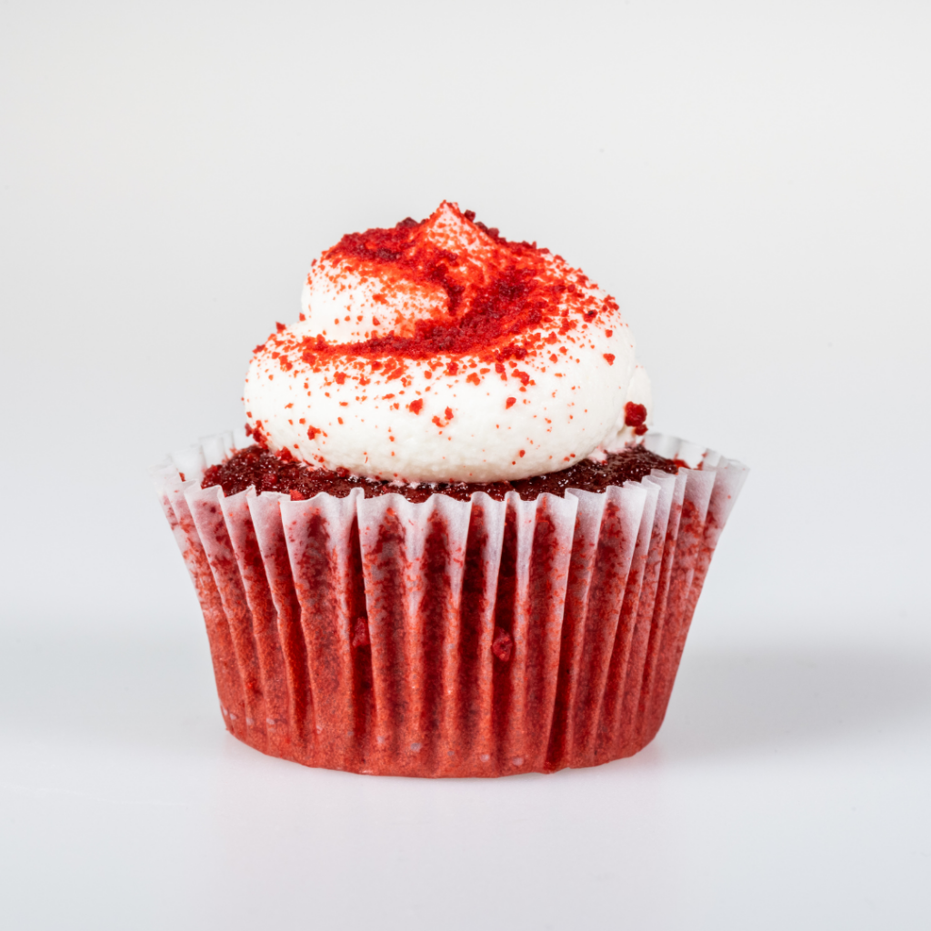 A red velvet cupcake.