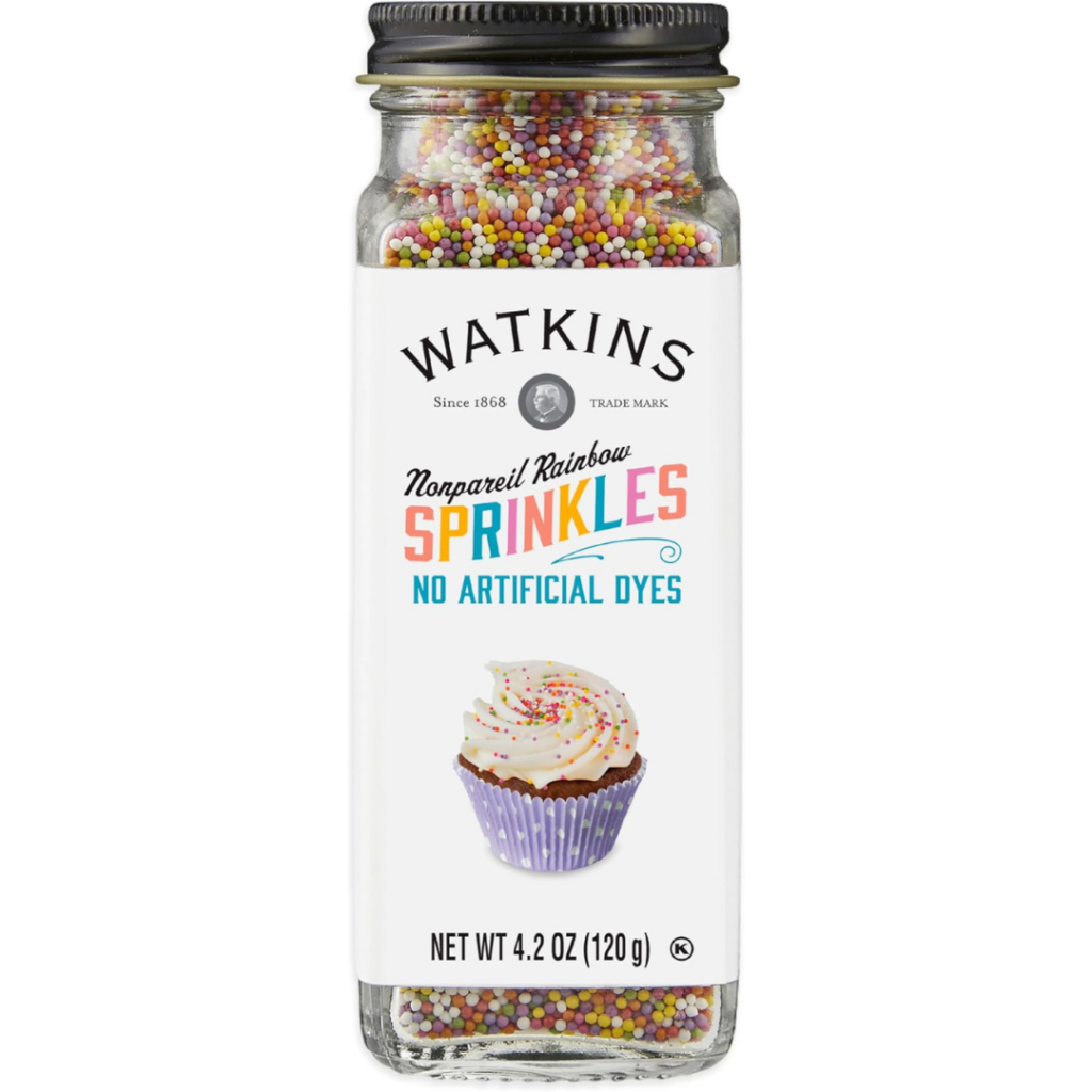 Watkins rainbow sprinkles with no artificial dyes.